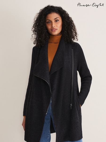 Phase Eight Grey Zip Knit Byanca Coat (C95106) | €66