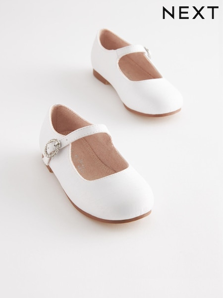White Stain Resistant Satin Wide Fit (G) Bridesmaid Collection Mary Jane Occasion Shoes (C95353) | €11 - €12