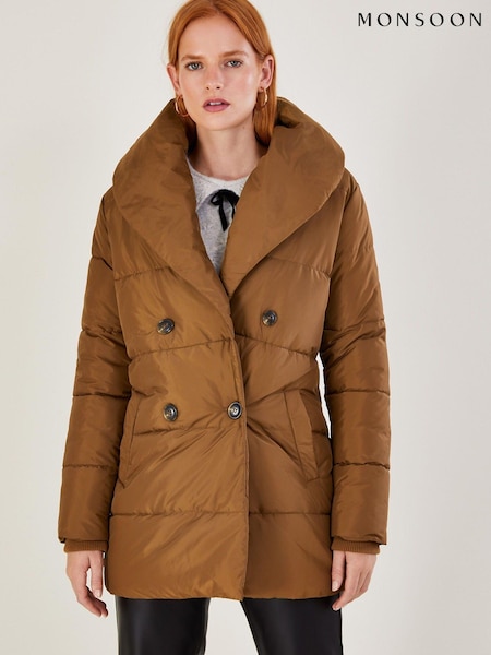 Monsoon Brown Shawl Collar Shannon Padded Coat (C95588) | €70