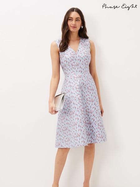 Phase Eight Blue Rosebud Jacquard Dress (C96158) | €89