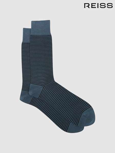 Reiss Airforce Blue/ Navy Mario Stripe Socks (C96296) | €15