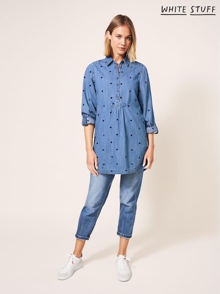 White Stuff Blue Eva Embroidered Denim Tunic (C96889) | €41.50
