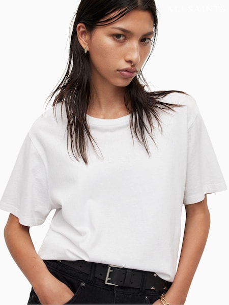 Weiß - AllSaints Boyfriend 100% Cotton Pippa T-Shirt (C96893) | 31 €