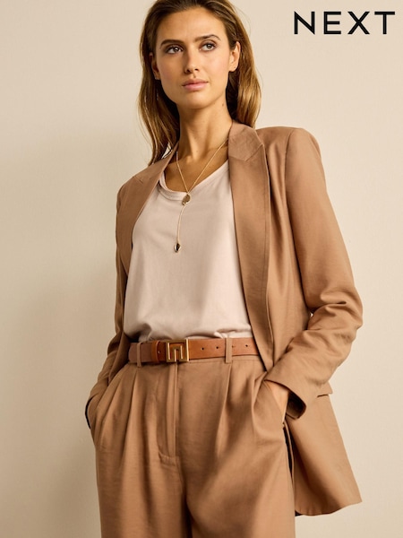 Sand - Relaxed Fit Single Breasted Blazer (C97236) | 7 €