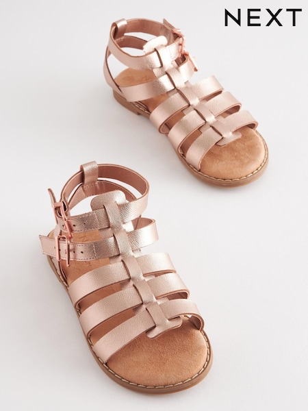 Rose Gold Leather Gladiator Sandals (C97355) | €8 - €10