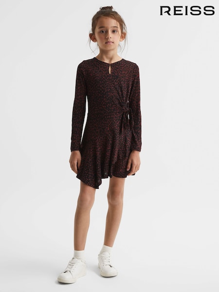 Reiss Black Print Livia Printed Jersey Dress (C97455) | AED324