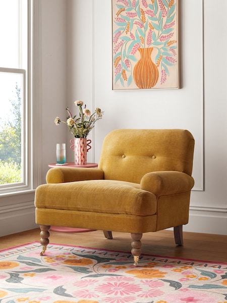 Fine Chenille Ochre Yellow Delia Accent Chair (C97483) | €460