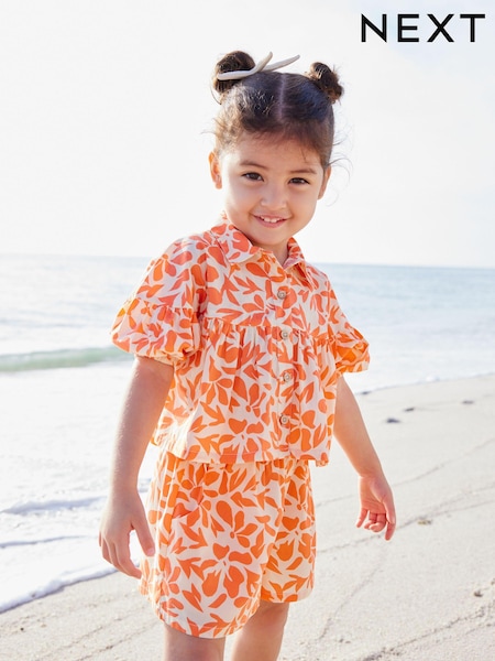 Oranžen cvetlični vzorec - Blouse And Shorts Co-ord Set (3mths-8yrs) (C97885) | € 12 - € 17