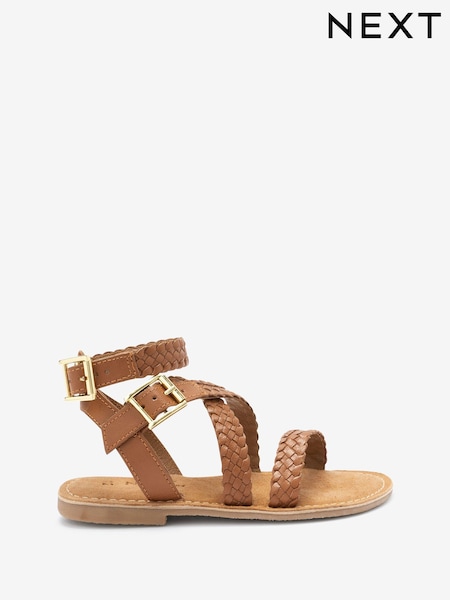 Tan Brown Leather Gladiator Sandals (C97886) | €8 - €10