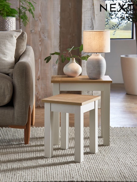 Cream Malvern Oak Effect Nest of Tables (C98106) | €155