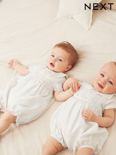 Cream Cream Christening Premium Silk Baby Playsuit (0mths-2yrs) (C98216) | €22 - €24