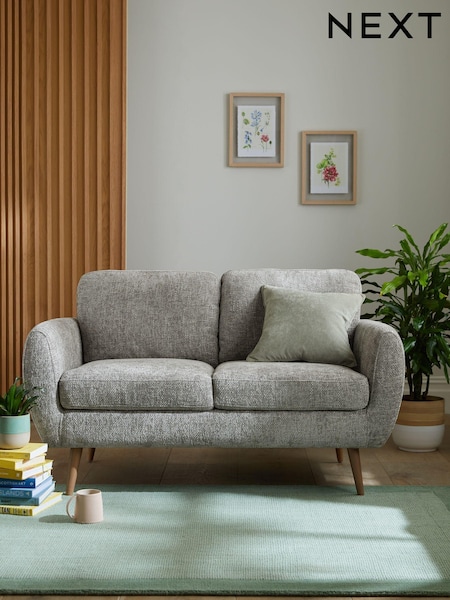 Chunky Chenille Light Grey Oak Effect Leg Wilson Compact 2 Seater Sofa in a Box (C98282) | €610