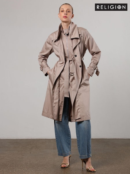 Religion Natural Lightweight Waterfall Cotton Charisma Trench Coat (C98522) | €115