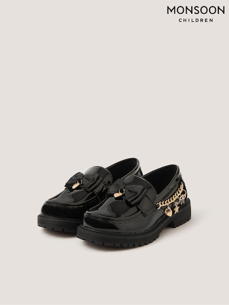 Qara - Monsoon Charm Patent Loafer Məktəbli Ayaqqabıları