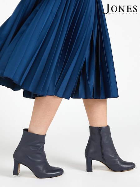 כחול  - Jones Bootmaker Letty Heeled Leather Ankle Boots (C99178) | ‏654‏₪