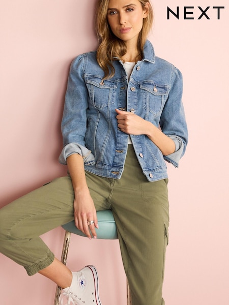 Mittelblau - Puff Sleeve Denim Jacket (C99369) | 26 €