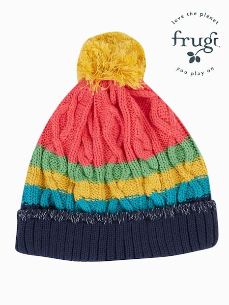 Frugi Pink Organic Cotton Cable Knit Bobble Hat (C99782) | € 7 - € 8