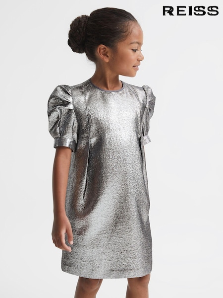 Reiss Silver Ellie 4-9 yrs Metallic Shoulder Detail Dress (D00271) | €20