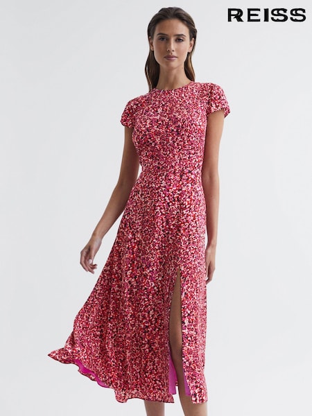 Reiss Red Livia Cut Out Back Midi Dress (D00319) | €45
