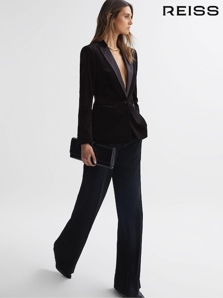 Reiss Black Opal Velvet Single Breasted Blazer (D00334) | €126