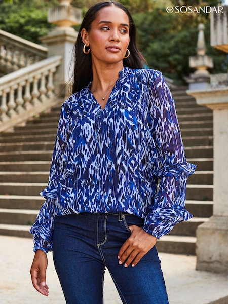 Sosandar Stripe Frill Sleeve Blouse (D00632) | ‏142 د.إ.‏