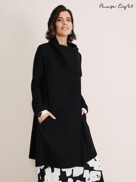 שחור - Phase Eight Knit Bellona Coat (D01443) | ‏629‏₪