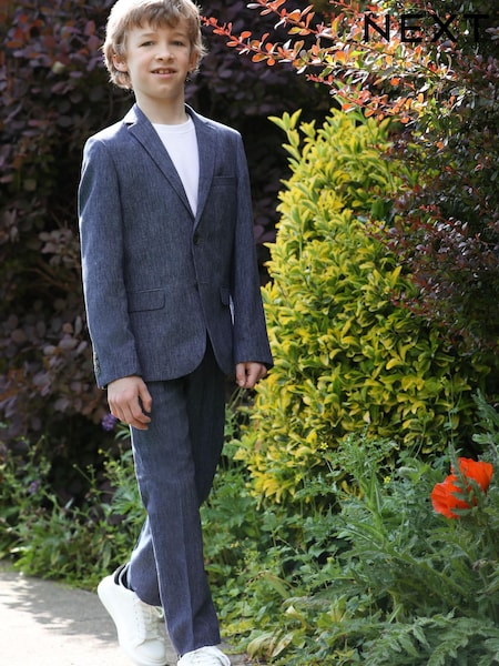 Albastru - Standard - Linen Blend Suit Jacket (12mths-16yrs) (D01485) | 198 LEI - 273 LEI