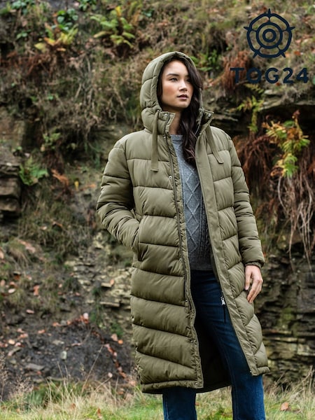 Tog 24 Green Raleigh Thermal Padded Hooded Long Coat (D01579) | €130