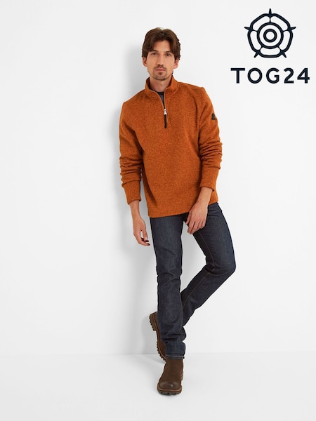 Tog 24 Orange Pearson Knit Look Quarter Zip Fleece (D01581) | R$ 345