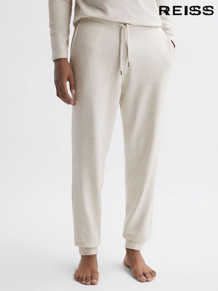 Reiss Oatmeal Melange Jose Drawstring Fleece Lined Joggers (D01679) | AED576
