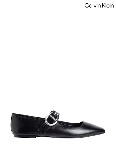 Black - Calvin Klein Leather Mary Jane Ballerinas