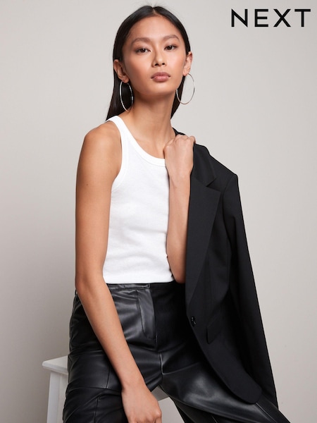 White Ribbed Racer Vest (D02174) | €6.50