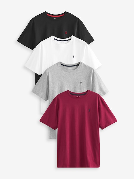 Burgundy Red/White/Grey/Black Regular Fit T-Shirts 4 Pack (D02392) | AED105