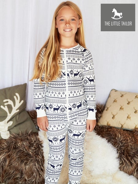 Krémová - The Little Tailor Kids Reindeer Christmas Fairisle Pattern 100% Cotton All-in-one (D02399) | 950 Kč - 990 Kč