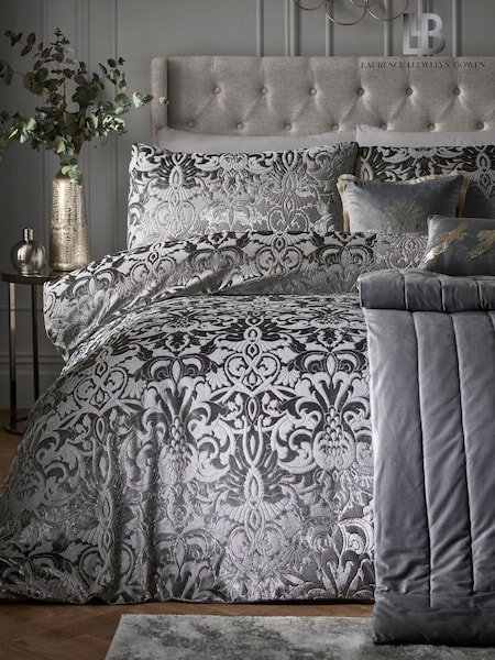 Laurence Llewelyn-Bowen Grey Firenza Jacquard Duvet Cover and Pillowcase Set (D02406) | AED320 - AED408