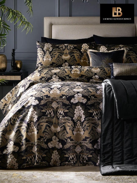 Laurence Llewelyn-Bowen Black Suburban Jungle 100% Cotton Duvet Cover and Pillowcase Set (D02408) | AED262 - AED349