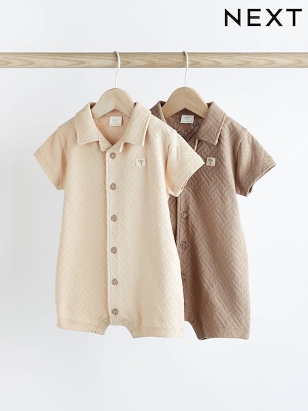 Neutre texturé - Col Jersey 100% Cotton Rompers 2 Lot (D02989) | € 13 - € 14