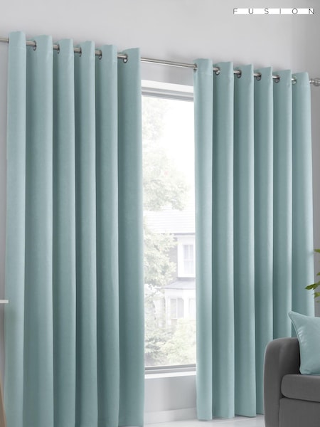 Fusion Blue Strata Dimout Room Darkening Eyelet Curtains (D03040) | €29 - €89