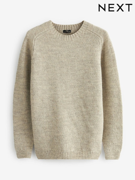 Neutral Stitch Regular Signature British Wool Knitted Jumper (D03109) | €20