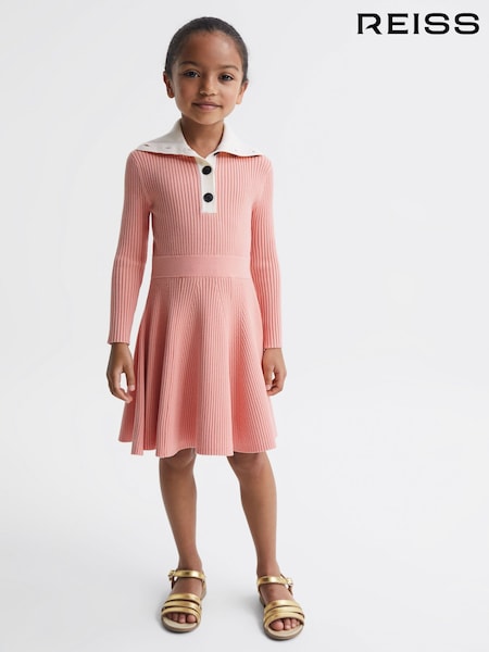 Reiss Pink Malani 9-12 yrs Colourblock Knitted Dress (D03162) | € 100