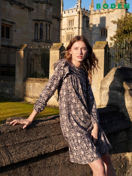 Boden Trim Detail Black Jersey Dress (D03461) | €73