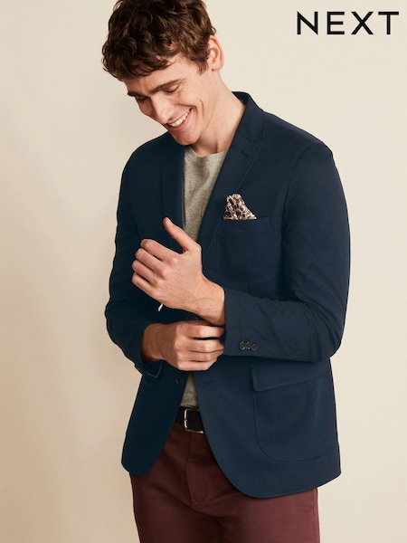 Navy Slim Cotton Stretch Blazer (D04057) | €36