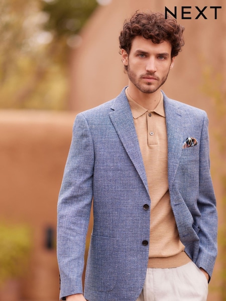 Blue Slim Signature Angelico Linen Blend Blazer (D04222) | €111
