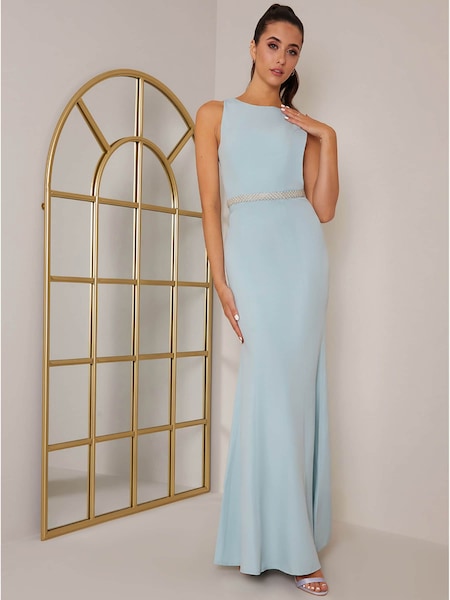 Chi Chi London Blue Open Back Diamante Waist Maxi Dress (D04406) | €62