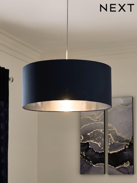 Navy Blue/Grey Rico Easy Fit Shade Drum Ceiling Light (D04876) | €46
