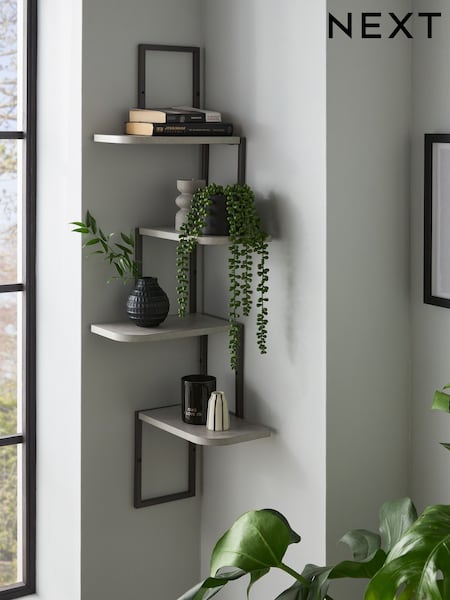 Grey Concrete Effect Corner Wall Shelves (D04909) | $81