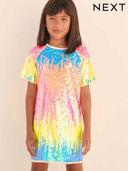 Rainbow Sequin Dress (3-12yrs) (D06364) | €42 - €48