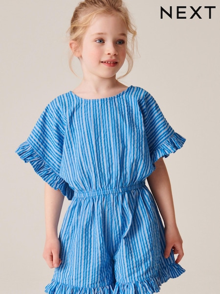 Gestreift, Blau - Frill Playsuit (3-16yrs) (D06392) | 12 € - 16 €