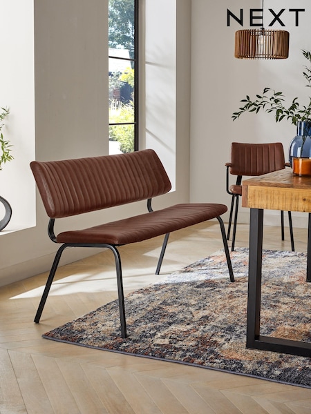 Faux Leather Tan Brown Aiden Dining Bench (D06827) | €325