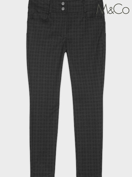 M&Co Black Petite Lift and Shape Check Trouser (D07075) | €21.50